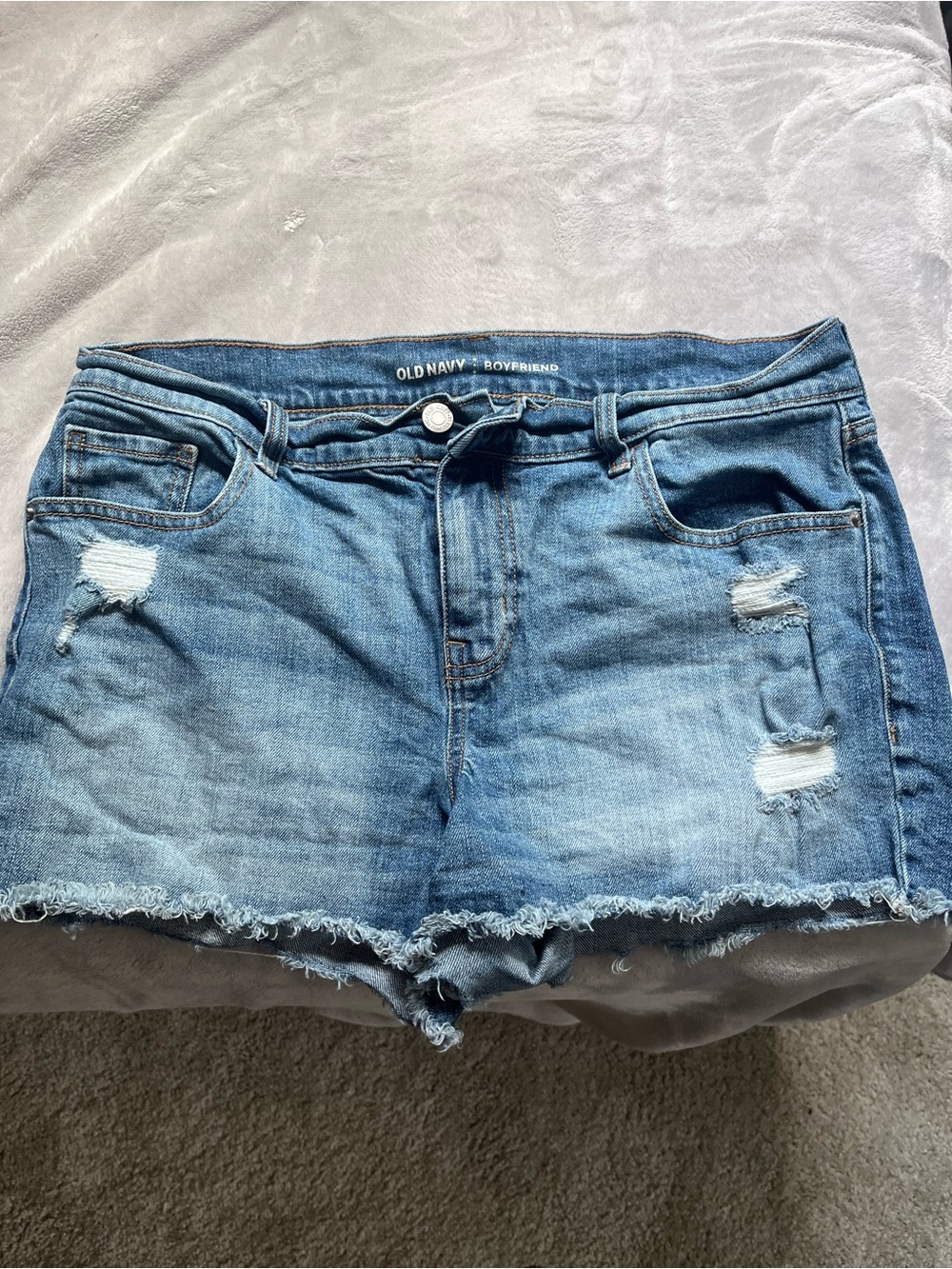 Old Navy Faded Blue Distressed Boyfriend Denim Shorts
